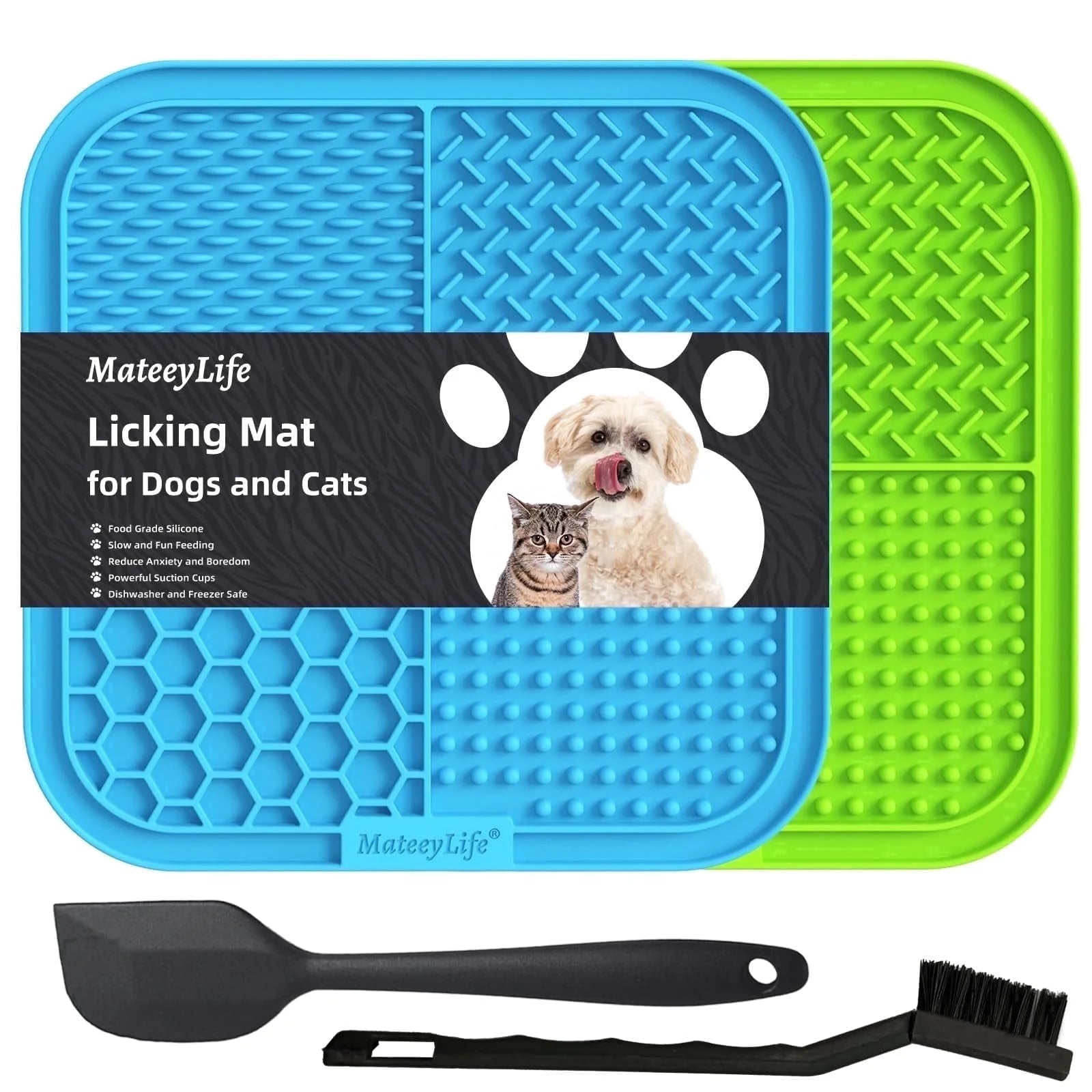 Lick Mat Antiestrés Con Ventosas X2 - Para Baño Y Cepillado