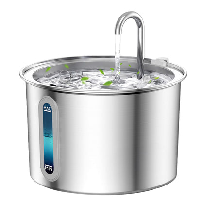 Fuente De Agua De Acero Inoxidable 2L Para Gatos - Silenciosa