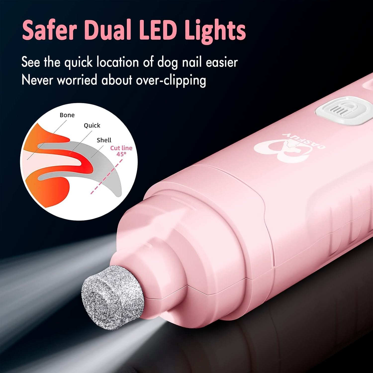 Pulidor De Uñas Eléctrico Silencioso Con Luz LED Para Perros Y Gatos