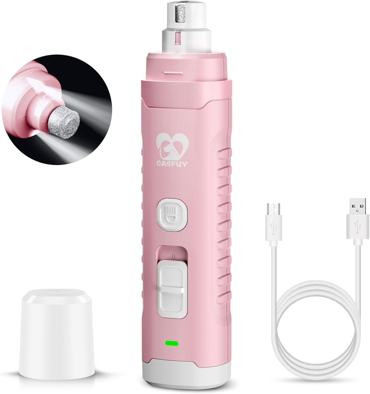 Pulidor De Uñas Eléctrico Silencioso Con Luz LED Para Perros Y Gatos