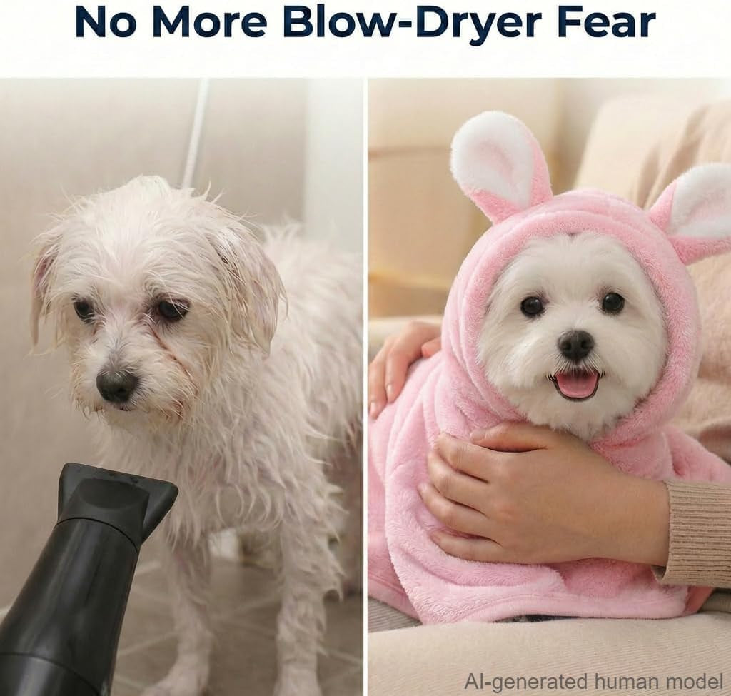 Bata De Secado Rápido Para Perros Y Gatos - Toalla Ultra Absorbente